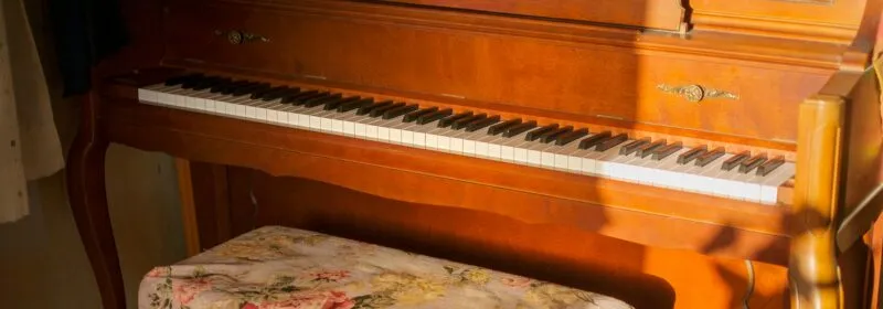 Classic upright piano in a home setting